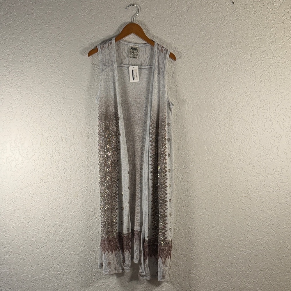 Corral Metallic Gray Lace Vest